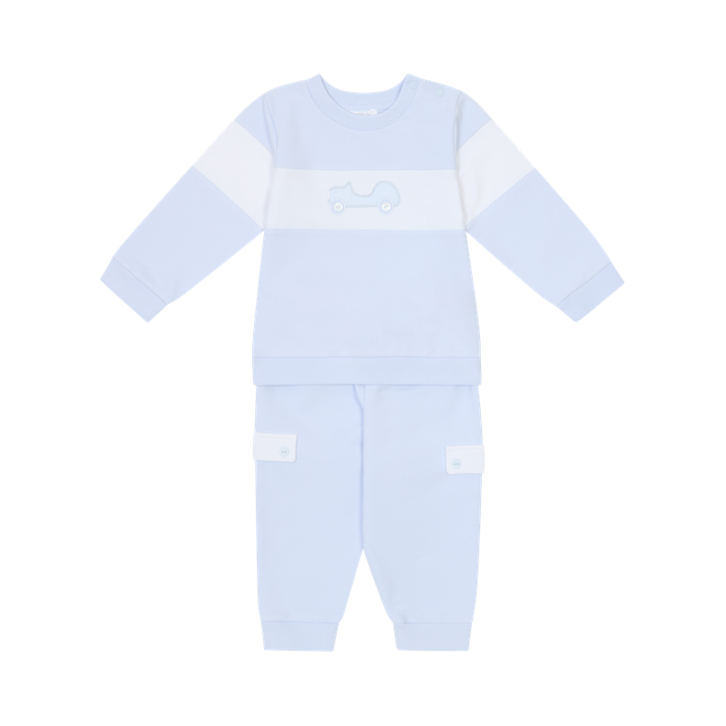 DEOLINDA 'LINO' CAR MOTIF PALE BLUE & WHITE JOG SET DEO5901