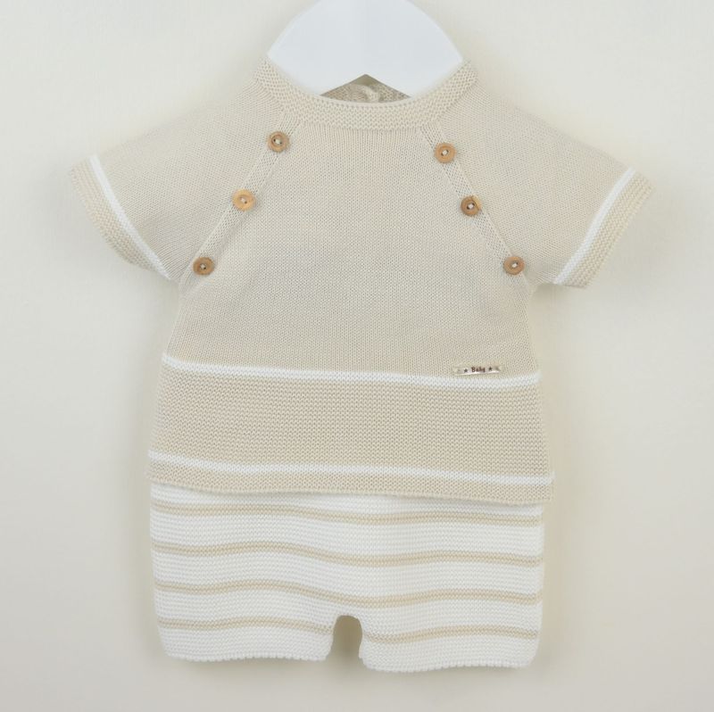 CASPER NATURAL & WHITE FINE KNIT SHORT SET PEX522N CASPER NATURAL & WHITE FINE KNIT SHORT SET PEX522N