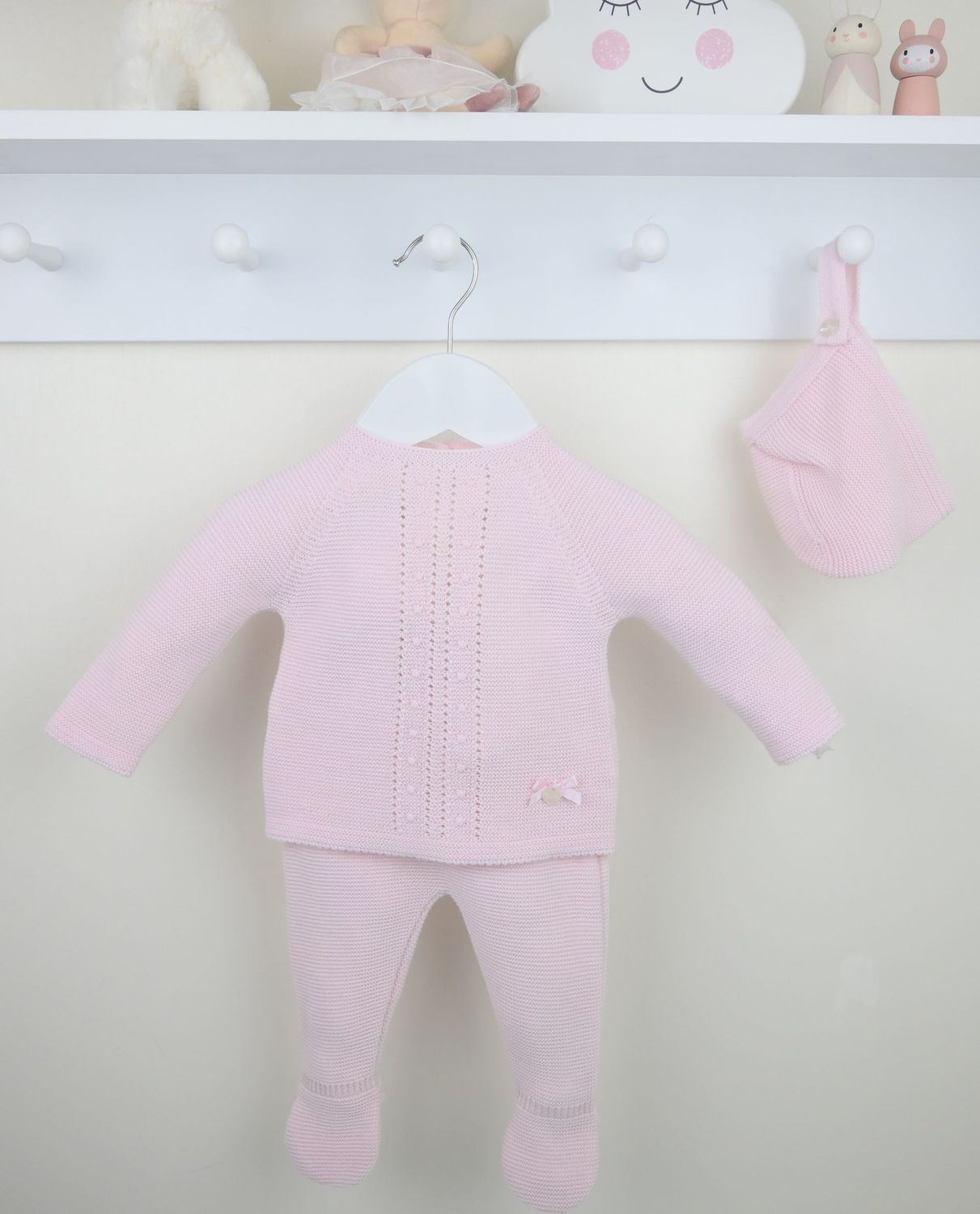 PEX 'MOLLY' PALE PINK KNIT TWO PIECE WITH HAT PEX546