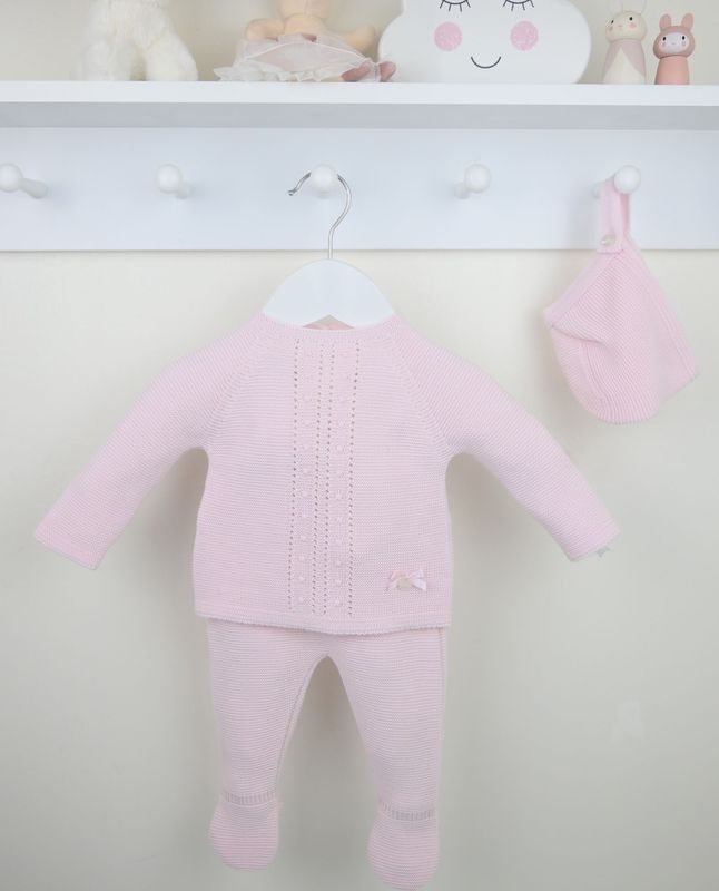PEX 'MOLLY' PALE PINK KNIT TWO PIECE WITH HAT PEX546