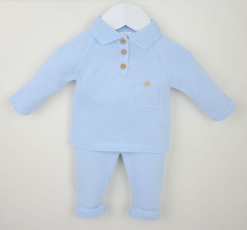 PEX 'OLIVER' BLUE FINE KNIT TWO PIECE TROUSER SET PEX550B