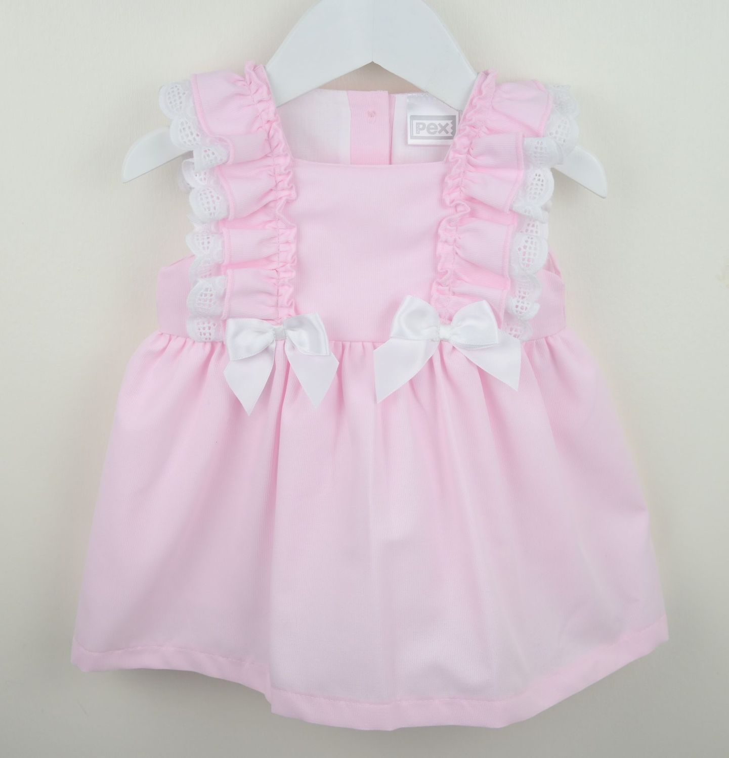 PEX 'JENNA' PALE PINK AND WHITE FRILL DRESS PEX617 **COMING SOON AND AVAILABLE TO PRE-ORDER NOW.