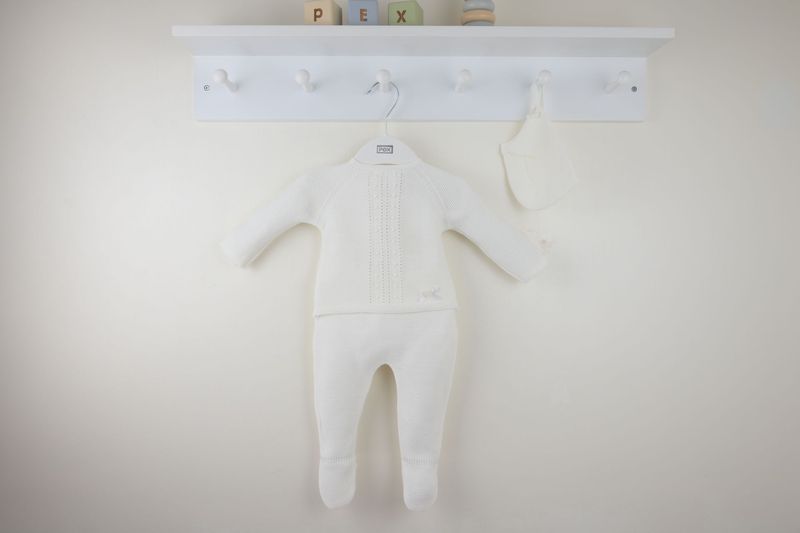 PEX 'MOLLY'WHITE KNIT TWO PIECE WITH HAT PEX546W