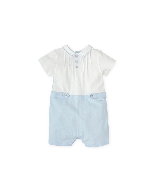 TUTTO PICCOLO PALE BLUE AND WHITE SHORT ROMPER  TP2427