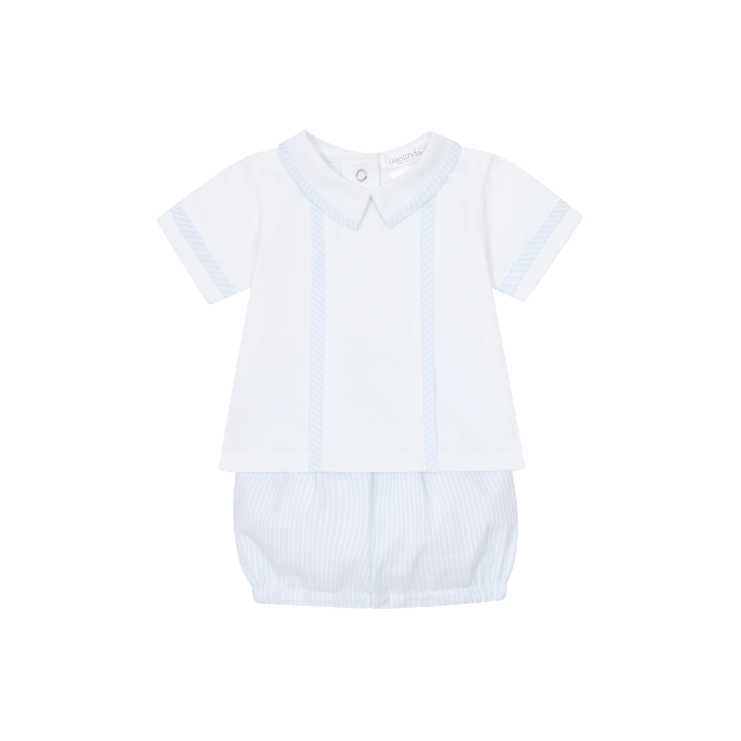 DEOLINDA 'TINO' PALE BLUE & WHITE TWO PIECE ROMPER SET  DEO5705