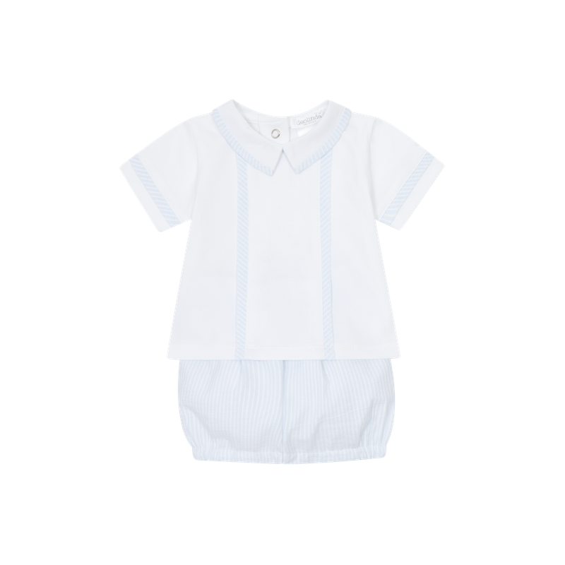 DEOLINDA 'TINO' PALE BLUE & WHITE TWO PIECE ROMPER SET  DEO5705