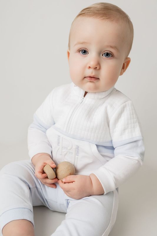 PASTELS & CO 'HARVEY ' COLOUR BLOCK BLUE AND WHITE JOG SET PAS201CB