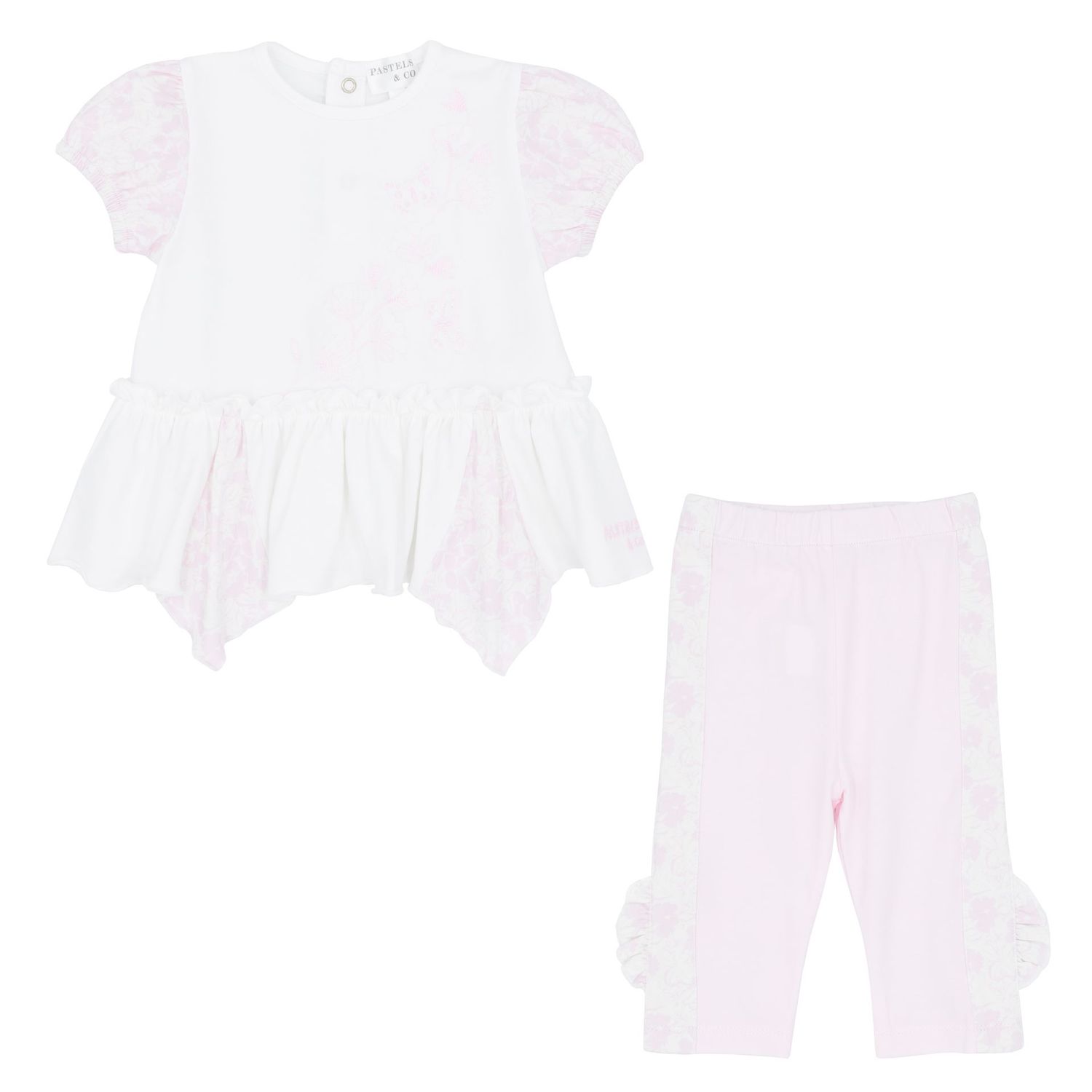 PASTELS & CO 'IDA ' WHITE & PINK LEGGING SET PAS200FW