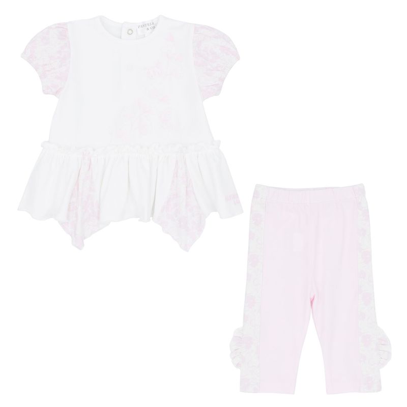 PASTELS & CO 'IDA ' WHITE & PINK LEGGING SET PAS200FW