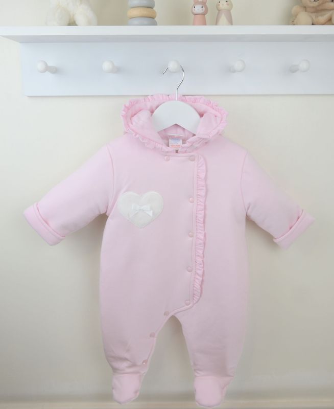 PEX 'BETHANY PALE PINK PADDED PRAM SUITWITH HOOD PEX0702