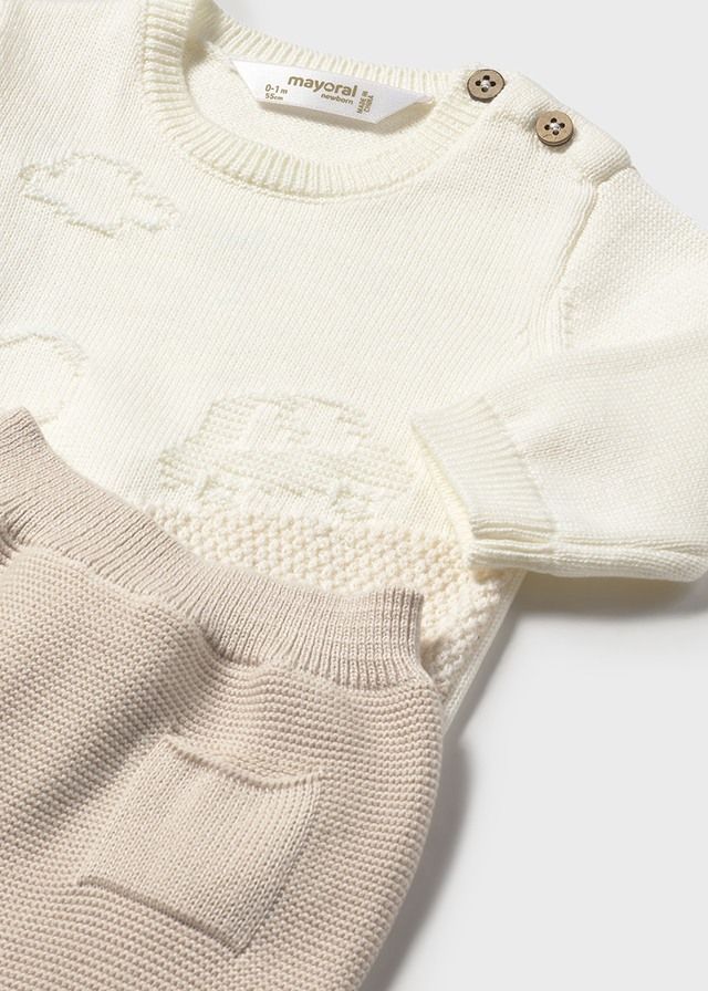MAYORAL TWO TONE NATURAL KNIT SET  MAY2563