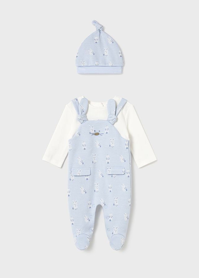 MAYORAL SKY BLUE ALL-IN-ONE DUNGAREE STYLE WITH HAT MAY2609B