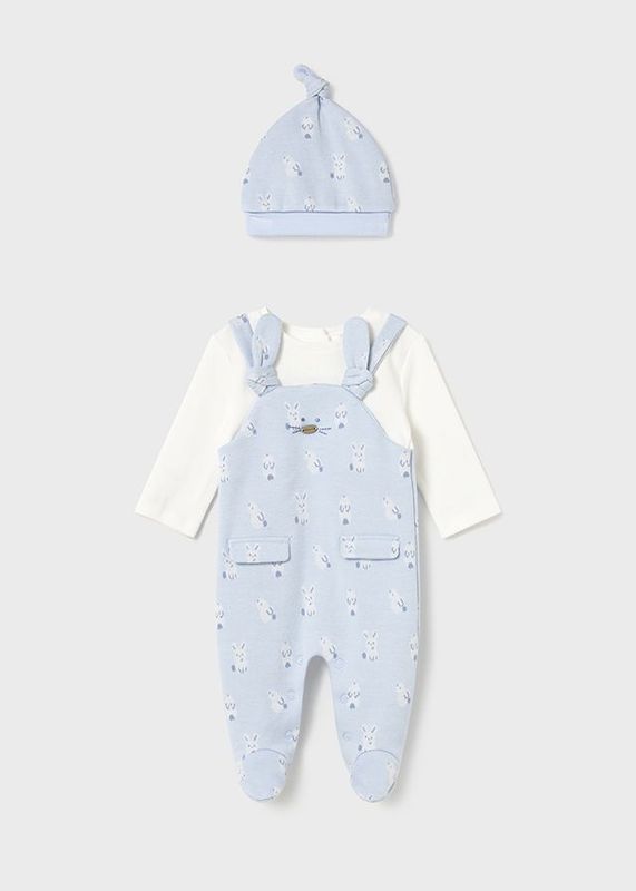 MAYORAL SKY BLUE ALL-IN-ONE DUNGAREE STYLE WITH HAT MAY2609B