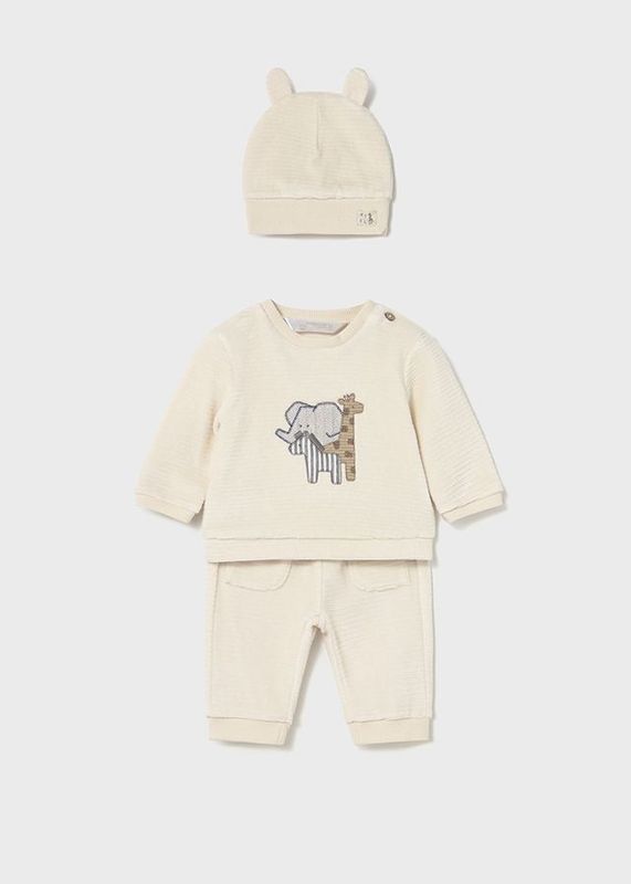 MAYORAL PALE BEIGE VELOUR TROUSER SET WIITH MATCHING HAT MAY2624