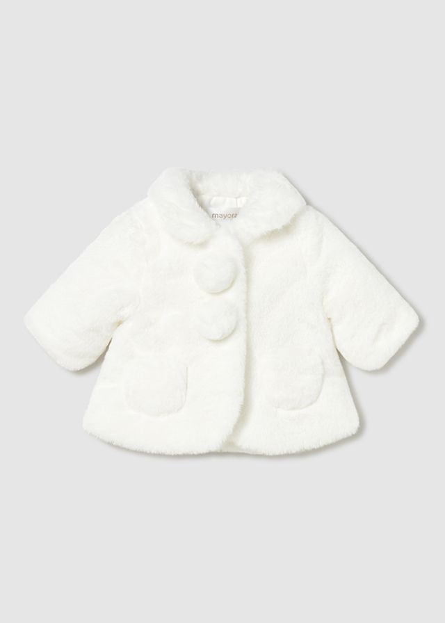 MAYORAL IVORY FAUX FUR COAT  MAY2402