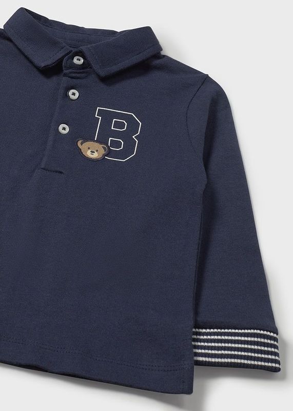 MAYORAL NAVY BEAR MOTIF LONG SLEEVED  POLO SHIRT SHIRT MAY2101B **COMING SOON