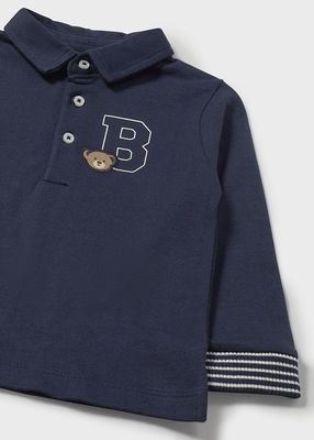 MAYORAL NAVY BEAR MOTIF LONG SLEEVED  POLO SHIRT SHIRT MAY2101B **COMING SOON