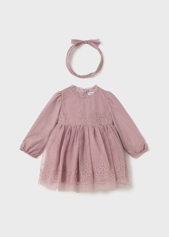 MAYORAL PINK FANCY TULLE DRESS & HEADBAND MAY2902P