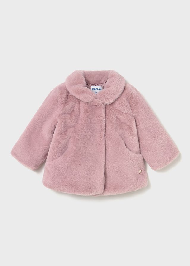 MAYORAL DUSKY PINK FAUX FUR COAT MAY2434