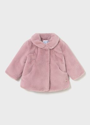 MAYORAL DUSKY PINK FAUX FUR COAT MAY2434