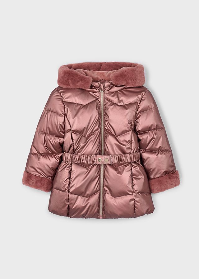 MAYORAL METALLIC DUSKY PINK COAT MAY4448