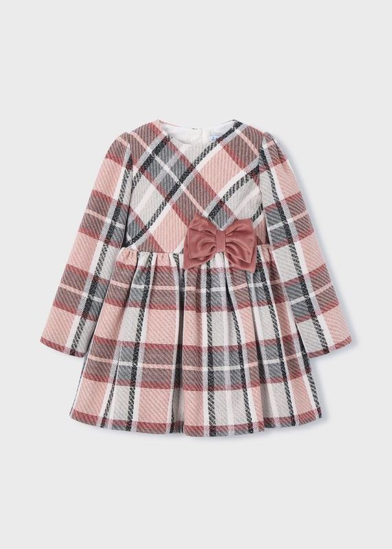 MAYORAL DUSKY PINK & GREY PLAID DRESS MAY4924