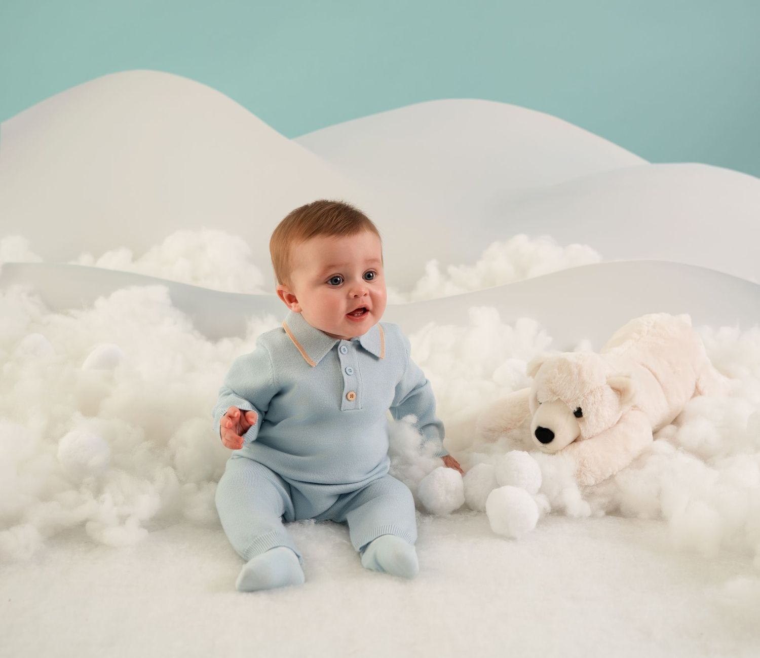 MITCH & SON ' MACK ' PALE BLUE FINEKNIT ROMPER MS5707