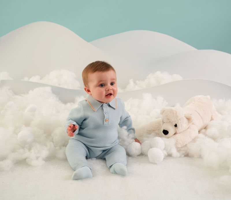 MITCH & SON ' MACK ' PALE BLUE FINEKNIT ROMPER MS5707