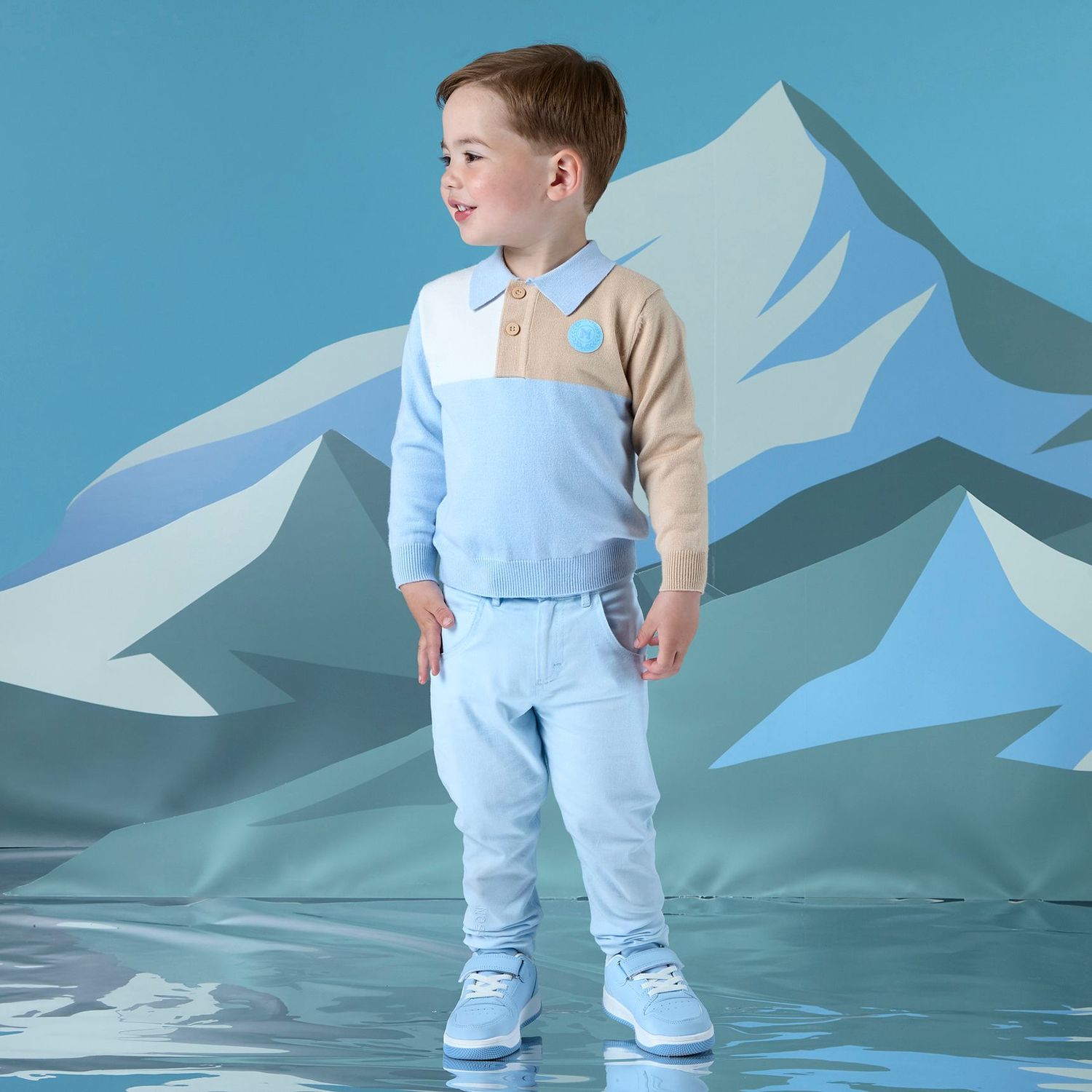 MITCH & SON 'JUDE & JETT' BLUE AND BEIGE TROUSER SET MS5413/5418