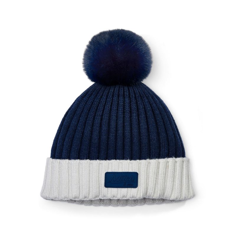 JIMMY NAVY & GREY  KNITTED POM HAT MS5419G
