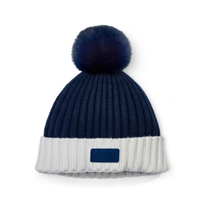 JIMMY NAVY & GREY  KNITTED POM HAT MS5419G