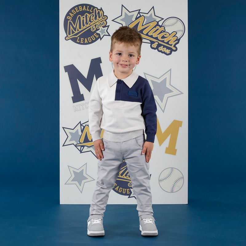 MITCH & SON 'JUDE & JETT' NAVY & GREY POLO TROUSER SET MS5413/5418