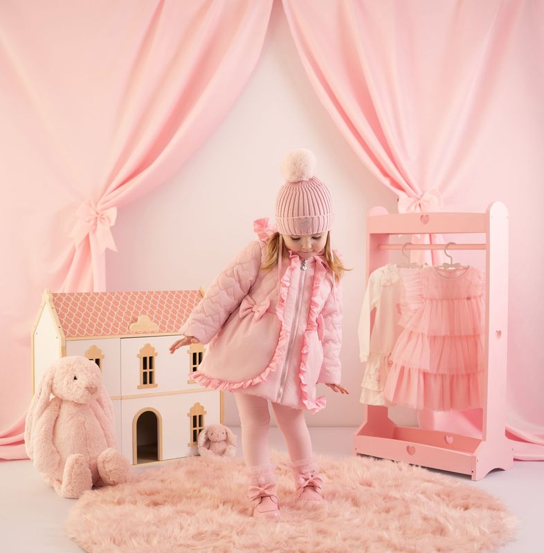 LITTLE A KAIA PINK HEART EMBROIDERED PUFF JACKET LA5301P