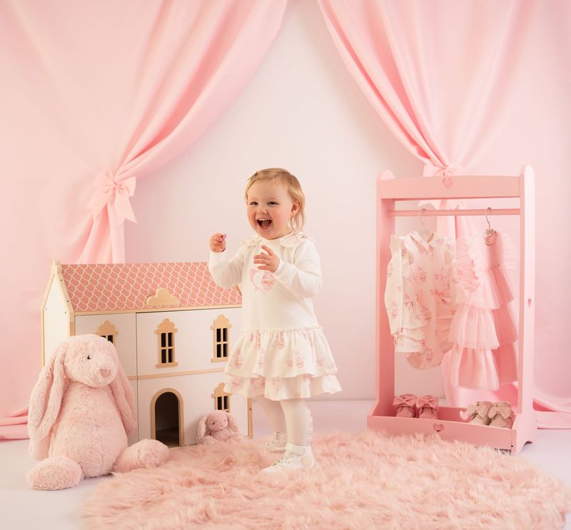 LITTLE A JULIET CUPCAKE PRINT FRILL DRESS LA5307