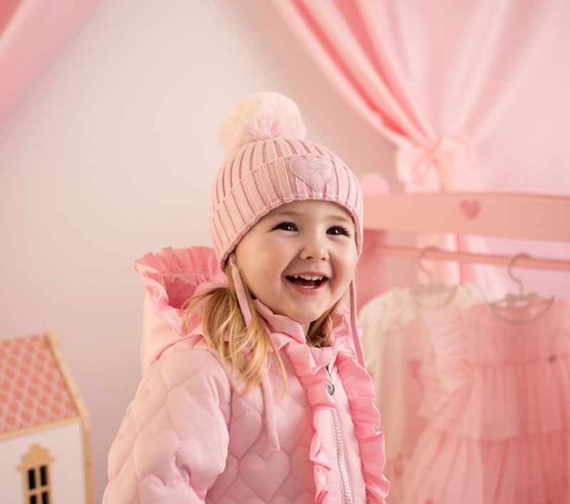 LITTLE A KAMILA PINK LUREX POM POM HAT LA5317