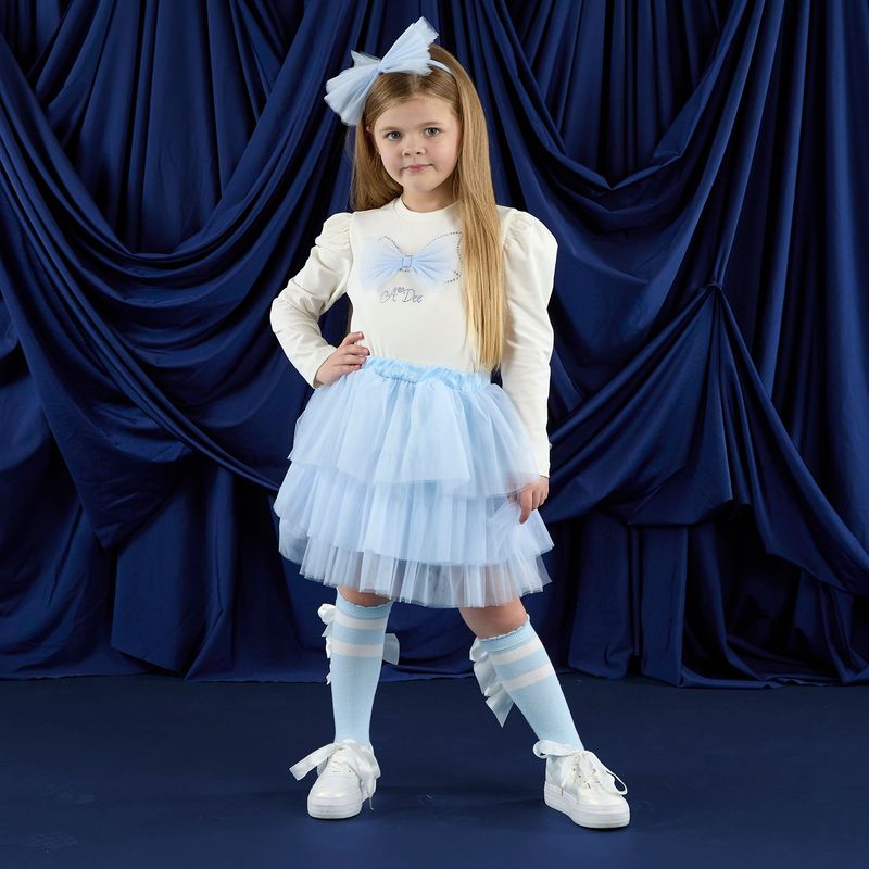 ADEE 'NAYA' BLUE TULLE BOW SKIRT SET AD3525