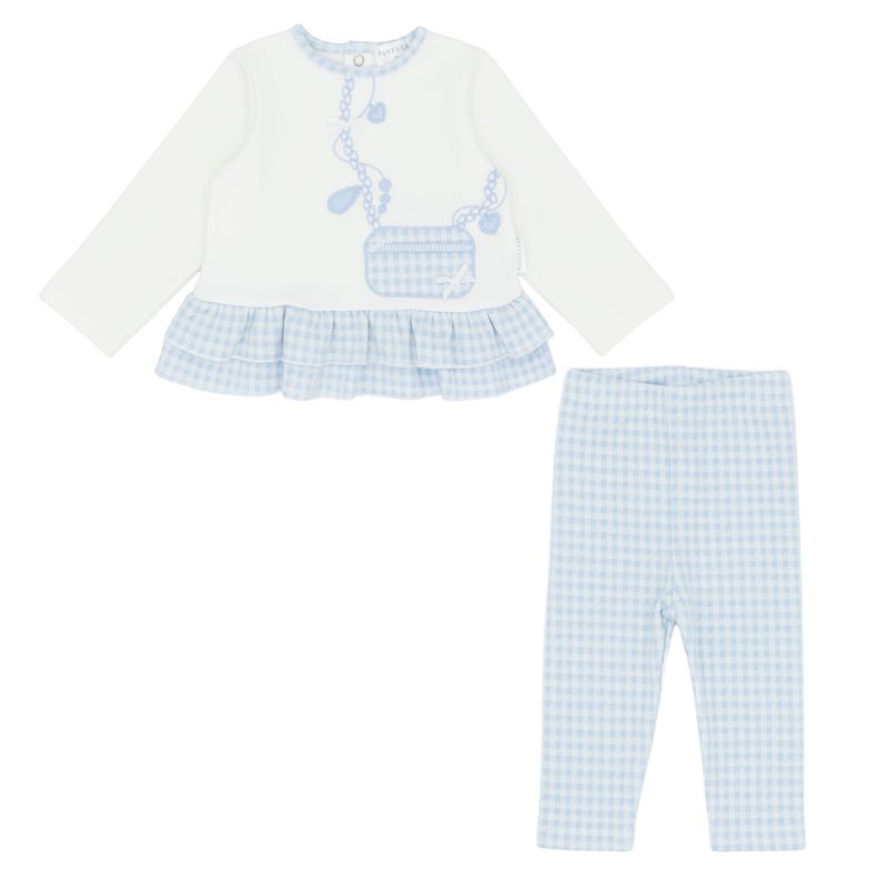 PASTELS & CO 'CORA' PALE BLUE GINGHAM, LEGGING SET PAS311G