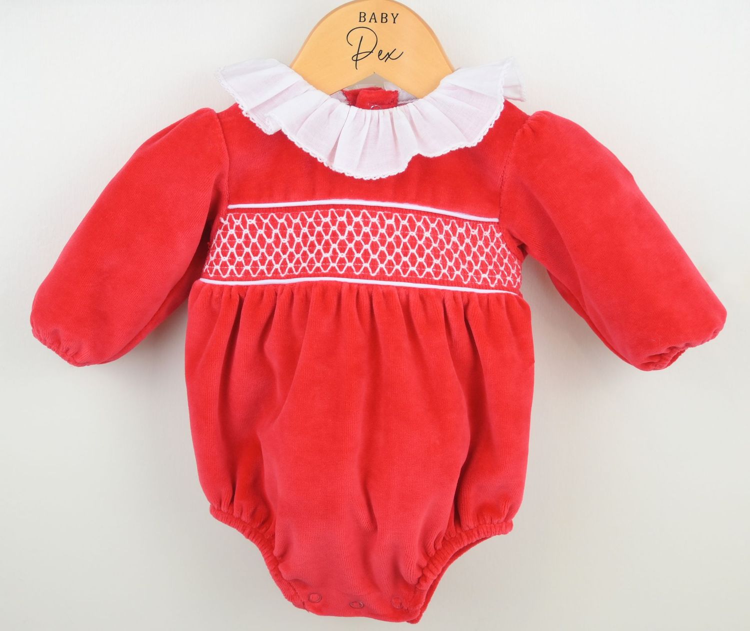 PEX 'EVIE'  RED & WHITE SMOCKED ROMPER PEX0777R **COMING SOON**