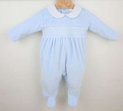 PEX ''ALBERT' PALE BLUE ALL IN ONE VELOUR WITH FEET PEXB0782 PEX ''ALBERT' PALE BLUE ALL IN ONE VELOUR WITH FEET PEXB0782