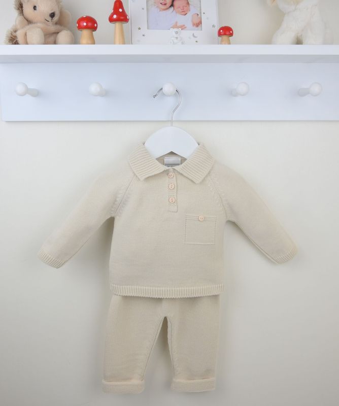 PEX 'LOUIS' PALE BEIGE FINE KNIT TROUSER SET PEXB0764N