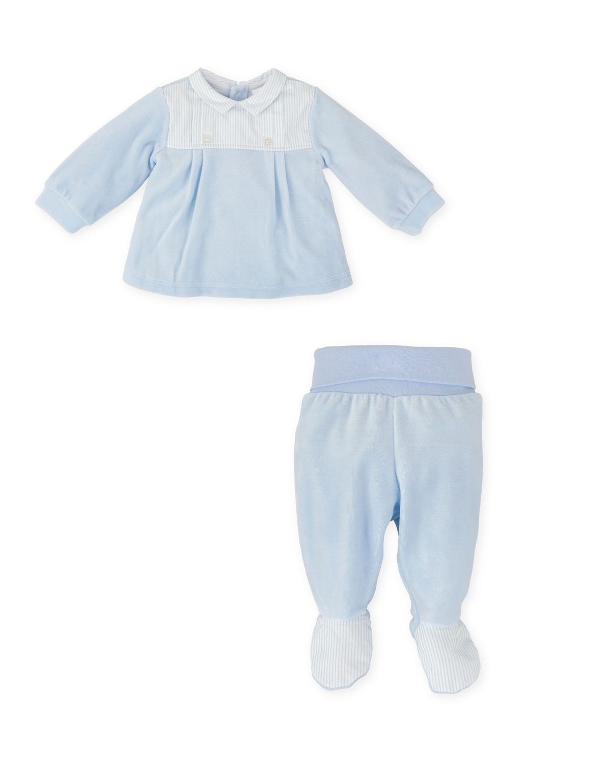TUTTO PICCOLO PALE BLUE 2 PIECE VELOUR WITH FEET TP2777