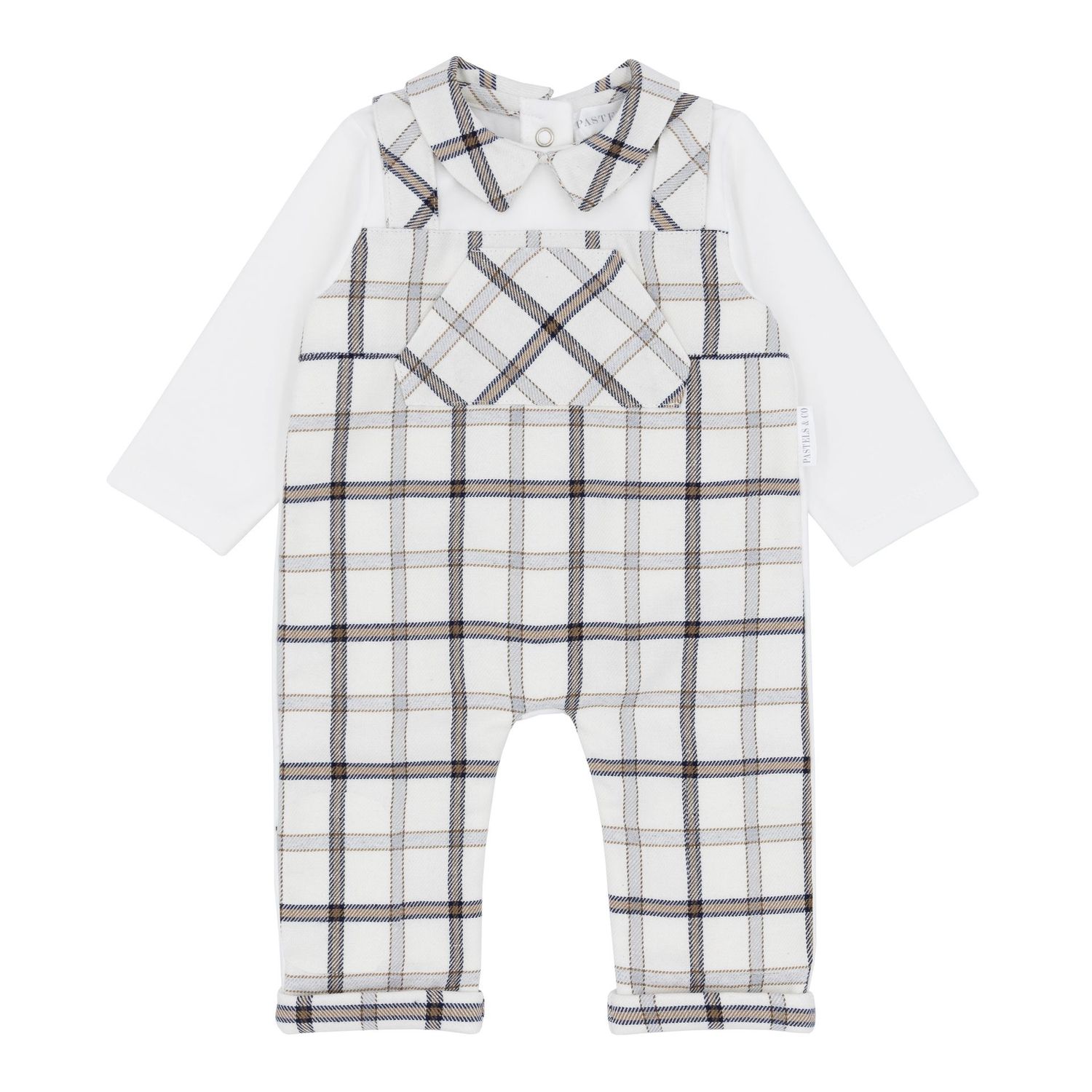 PASTELS & CO 'LAWRIE' CHECK DUNGAREE STYLE ALL IN ONE  PAS302B  **COMING SOON
