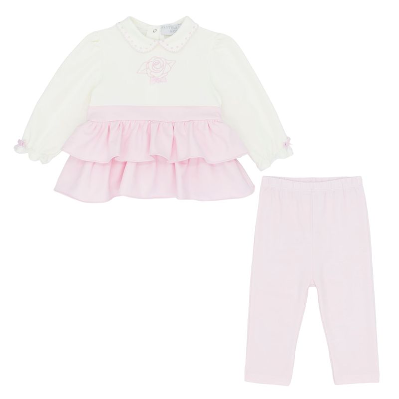 PASTELS & CO 'AMANDA'FRILL PEPLUM TOP AND LEGGING SET PAS309J
