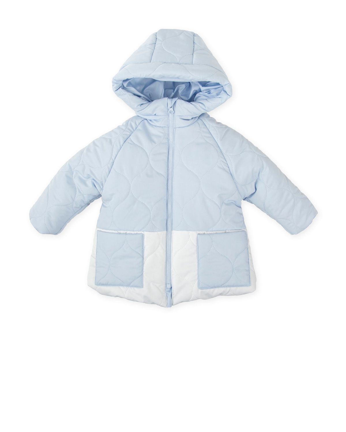 TUTTO PICCOLO PALE BLUE & WHITE HOODED PARKA TP2551