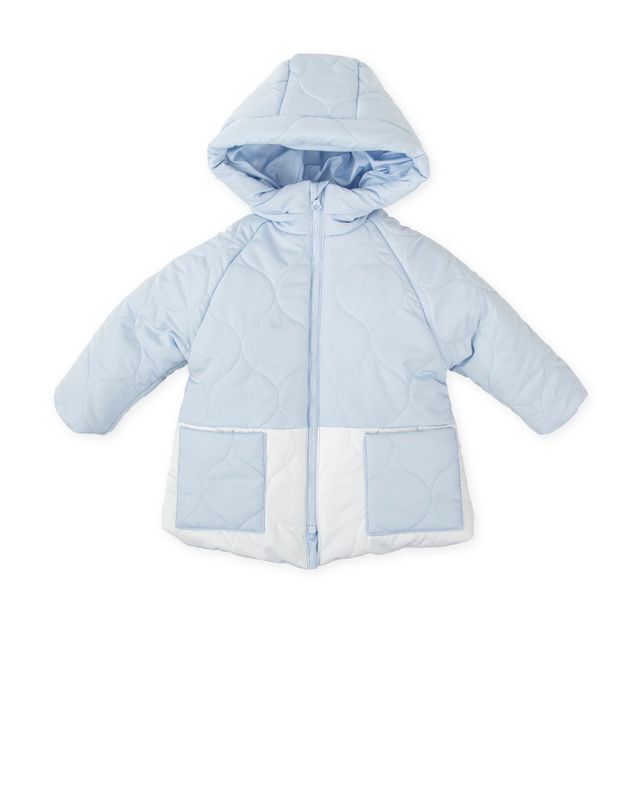 TUTTO PICCOLO PALE BLUE & WHITE HOODED PARKA TP2551