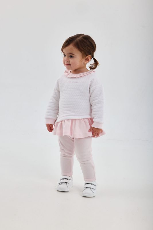 TUTTO PICCOLO PALE PINK AND WHITE LEGGING SET TP2739