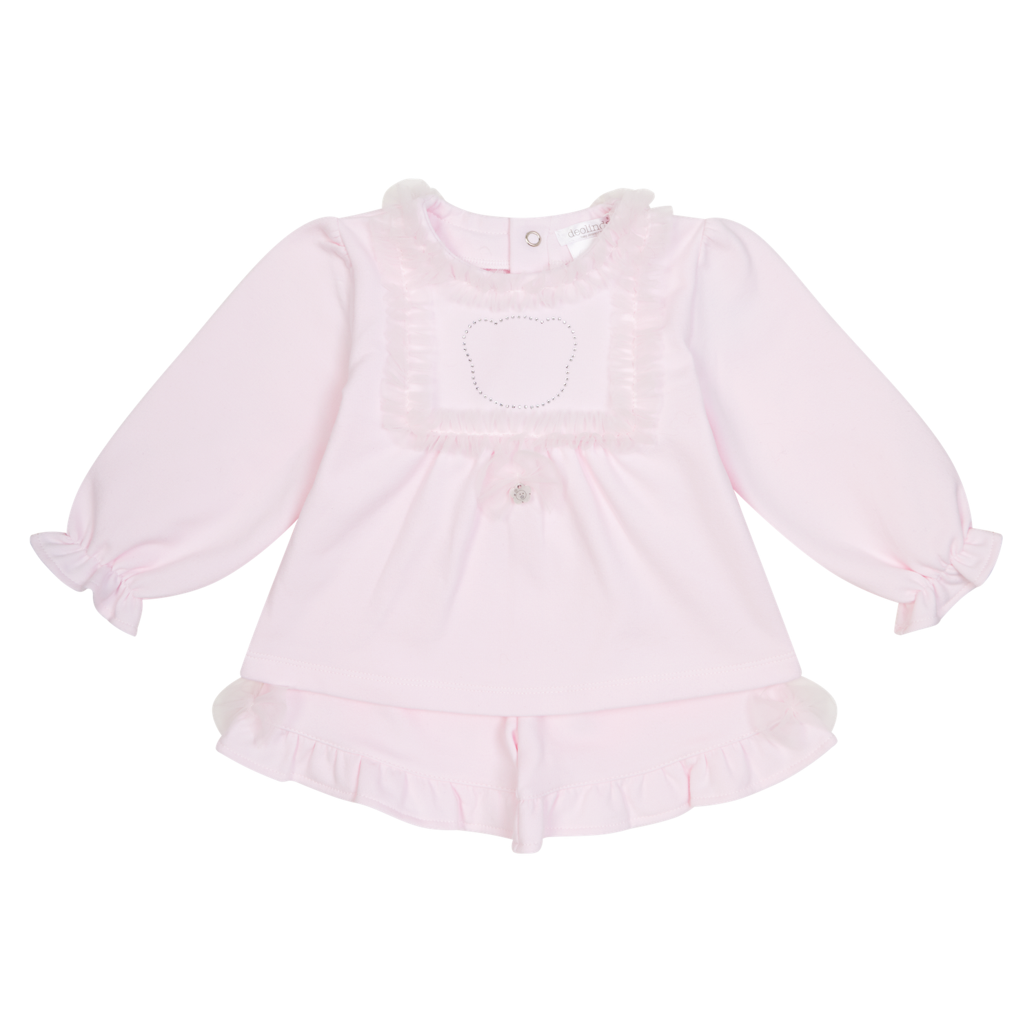 DEOLINDA PALE PINK DIAMONTE AND TULLE SHORTS SET DE5738 DEOLINDA PALE PINK DIAMONTE AND TULLE SHORTS SET DE5738
