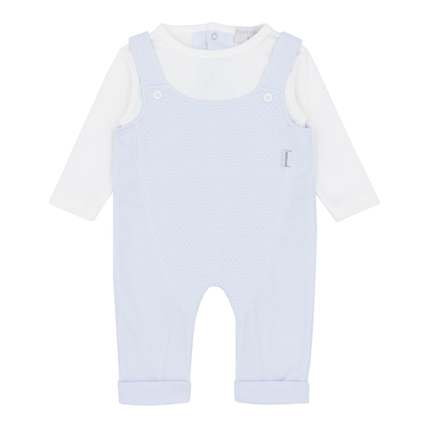 PASTELS & CO 'ARRAN' PALE BLUE AND WHITE 2 IN 1 DUNGAREE PAS310C PASTELS & CO 'ARRAN' PALE BLUE AND WHITE 2 IN 1 DUNGAREE PAS310C