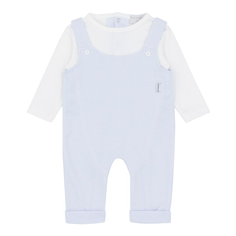 PASTELS & CO 'ARRAN' PALE BLUE AND WHITE 2 IN 1 DUNGAREE PAS310C