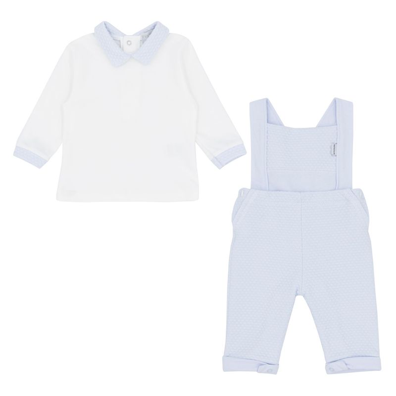 PASTELS & CO 'BARCLAY' PALE BLUE & WHITE DUNGAREE SET PAS310D